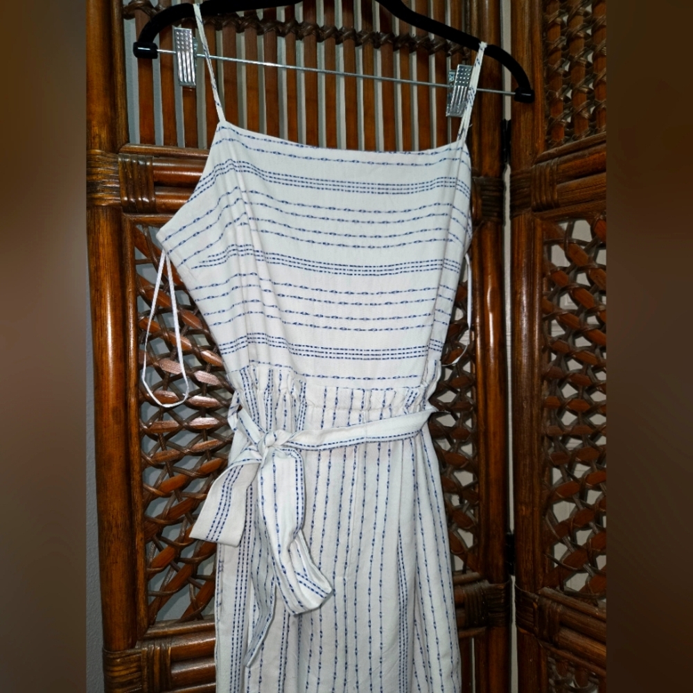 Copper Key White and Blue Jumpsuit with Wrap Style